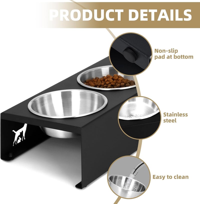 LYCC Elevated cat Bowls with Non-Slip Base, 15°Tilted Integrated Stand Anti Vomiting Raised Cat Dishes, Includes 3 Stainless Steel Bowls for Food and Water, Suitable for Cats and Small Dogs. - Image 5